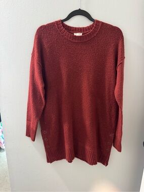 Caslon Rust Red Oversized Side Button Tunic Sweater Size M